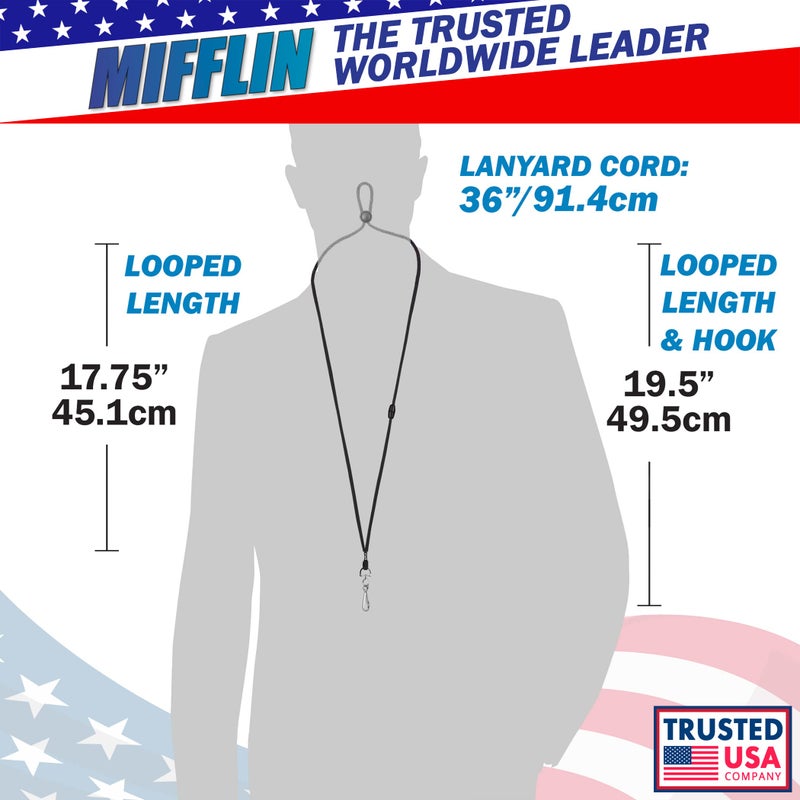 MIFFLIN-USA - حبال أمان قابلة للتعديل لبطاقات الهوية وبطاقات التعريف وملصقات الأسماء - أسود، 36 بوصة، عبوة كبيرة من 100 - Image 3